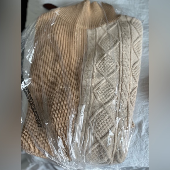 NWT Callahan Tess Turtleneck Color Block Nude Comfy Layering Cable Knit Dress - Picture 7 of 8